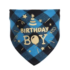 Cotton check cat dog scarf birthday party accessories - Sky Blue - View 1