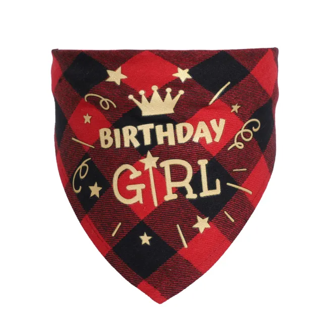 Cotton check cat dog scarf birthday party accessories Orange Red - Shop at LoveMi