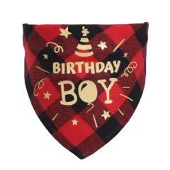 Cotton check cat dog scarf birthday party accessories - Red - View 1