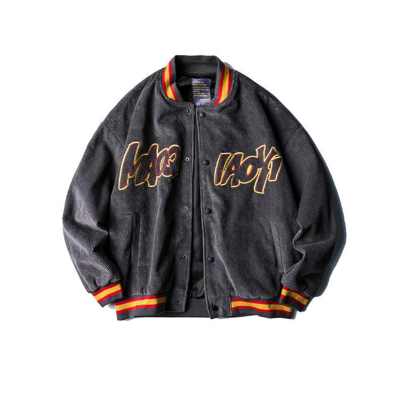 Corduroy Baseball Jacket Grey - Shop at LoveMi