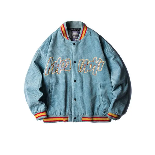 Corduroy Baseball Jacket Blue - Shop at LoveMi