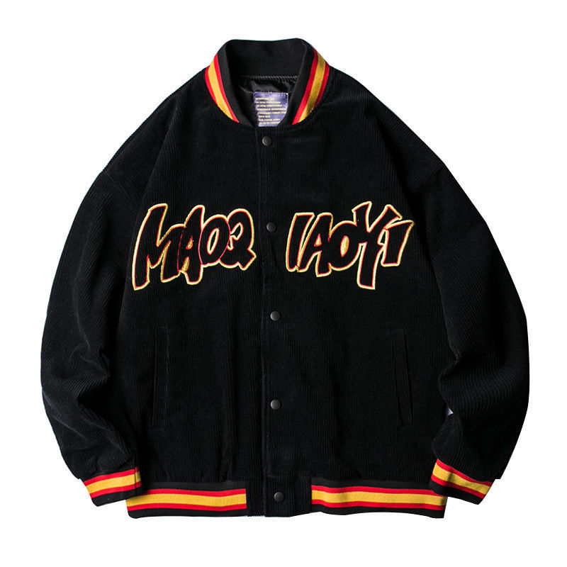 Corduroy Baseball Jacket Black - Shop at LoveMi