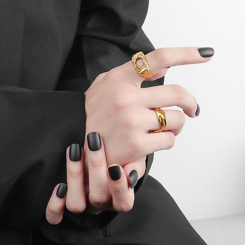 Small Irregular Texture Hollow Ring Women
