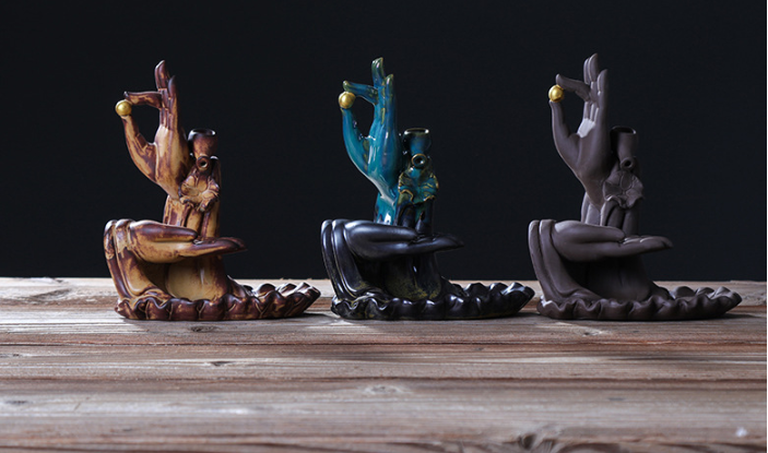 Bergamot Lotus Backflow Incense Burner Lotus Incense Stick Backflow Smoke Dual-Use Incense Burner Home Decoration — foto 2
