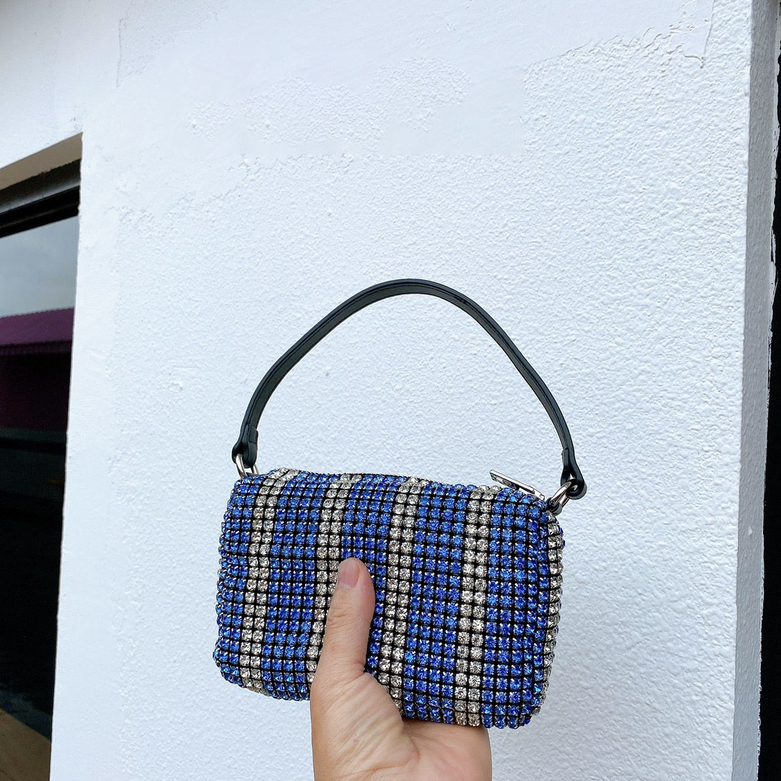 Diamond And Cowhide Small Square Bag