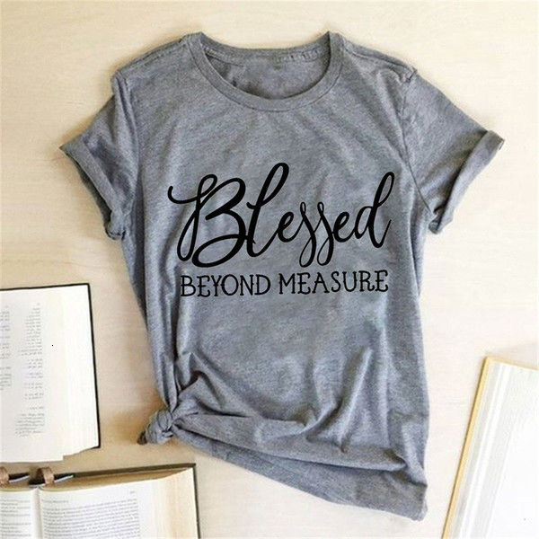 Blessed Measure Women'S T Shirt Harajuku Aesthetic Top Graphic T Shirt Women'S Short Sleeve Round Neck Women'S Clothing Gray - Shop at LoveMi