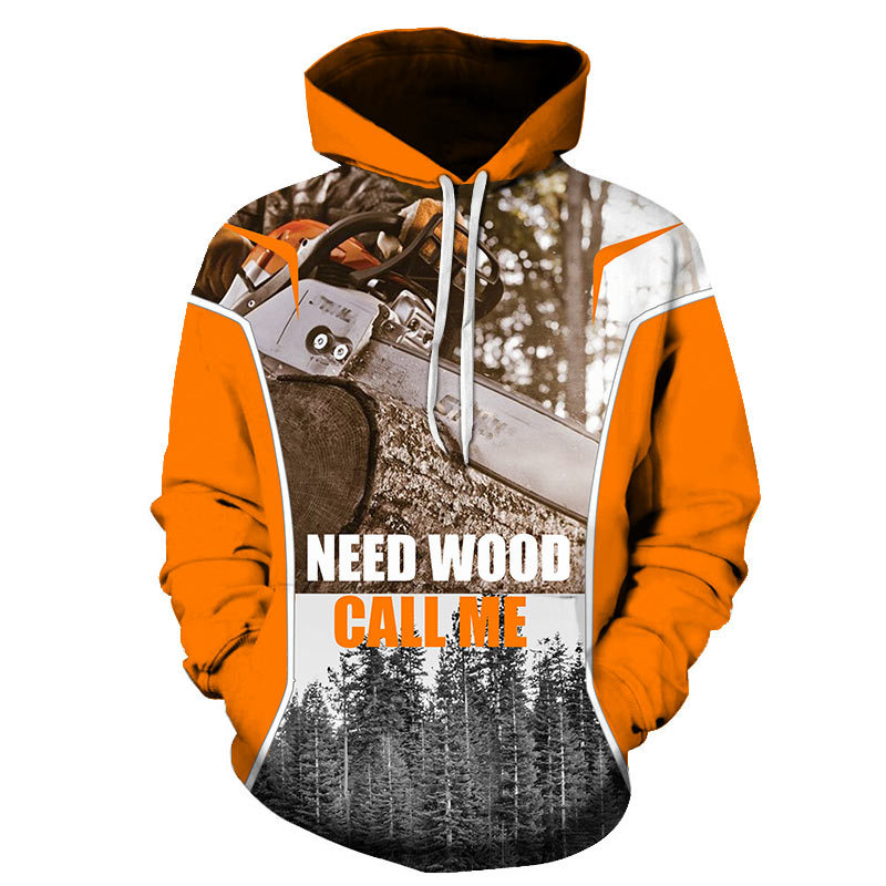 Title 3, Trendy hoodie met 3D-digitale kettingzaagbosprint