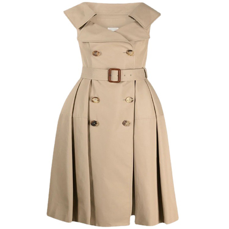 Lapel Double-Breasted Long Vest Dress, picture 4 of 6