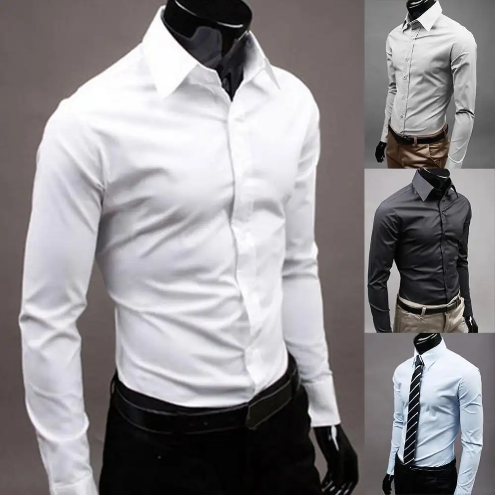 Business Shirt Fashion Candy Color Men's Casual Long-Sleeved