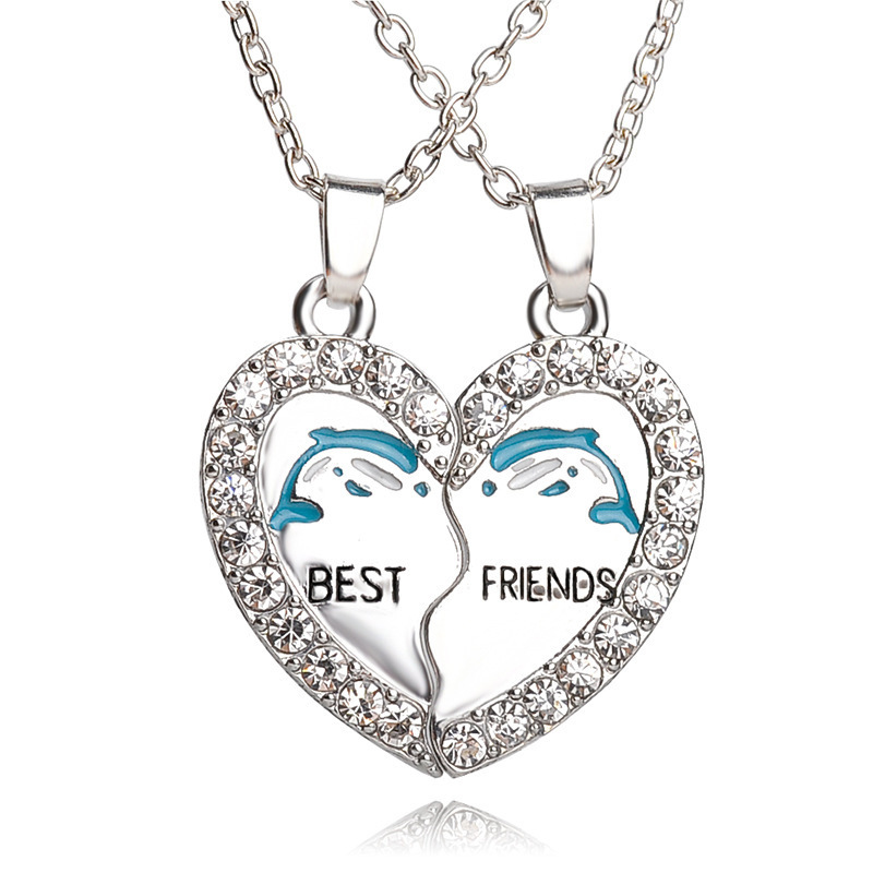 Good Friend Love Dolphin Diamond Alloy Necklace