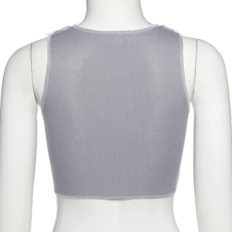 Sleeveless See-through Mesh Stitching Slim Camisole