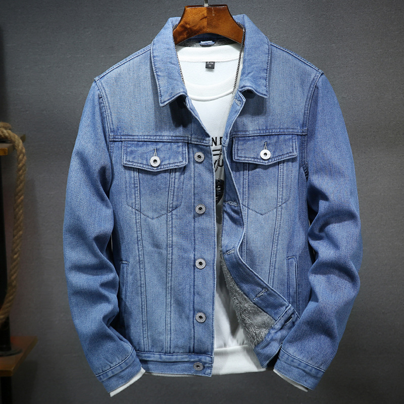 Men's Denim Jacket Plus Velvet Thickening