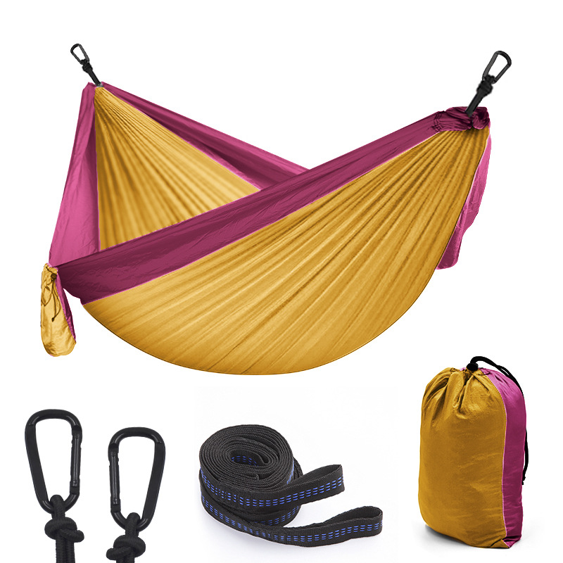 Outdoor Color Matching Nylon Parachute Cloth Single 270×140 Camping Hammock Outdoor Swing