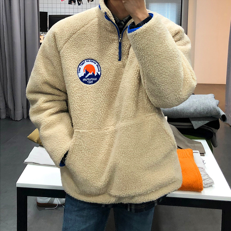 Loose Men and Women Winter Thick Lamb Wool Coat