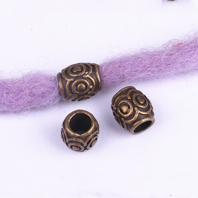 Wig Accessories Reggae Dirty Braid Decorative Beaded Headwear Braided Large Hole Beaded DIY Hair Accessories Retro Alloy Beads I - Shop at LoveMi