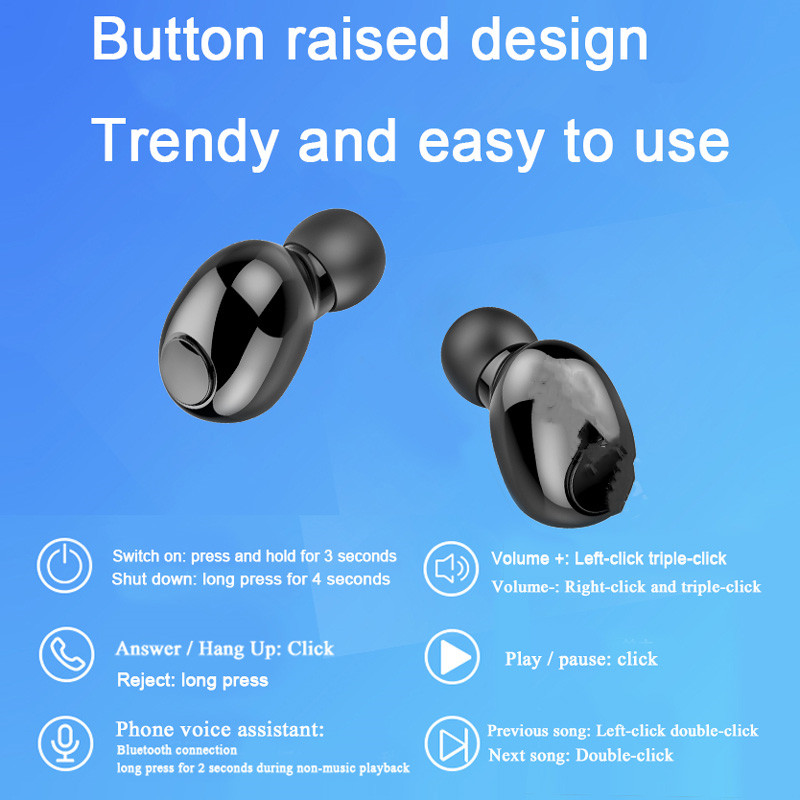 Tws5.0 Wireless Bluetooth Headset T8 Pair Ear Large Capacity Digital Display Mini In-Ear Universal Type - Image 2