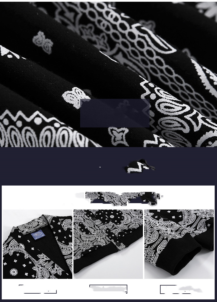 Cashew Print Cardigan Sweater Men's Korean Style Trend Loose Jacket Student Jacket Tide Brand