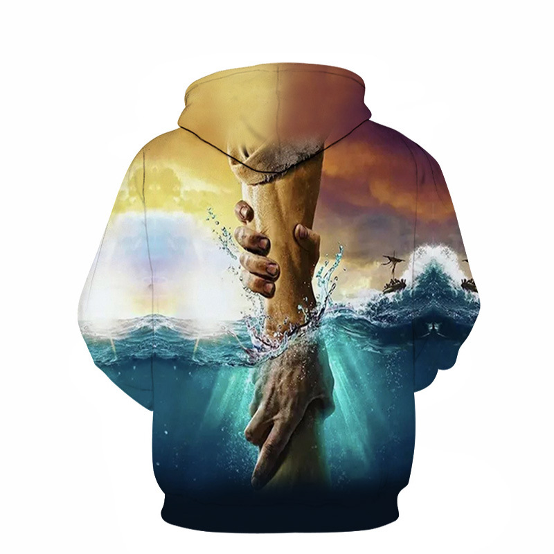 Spring And Autumn Hooded Sweater Loose Large Size 3D Digital Printing Men'S