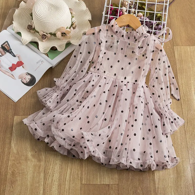 Girls Princess Dress With Wooden Ears And Polka Dot Bow
