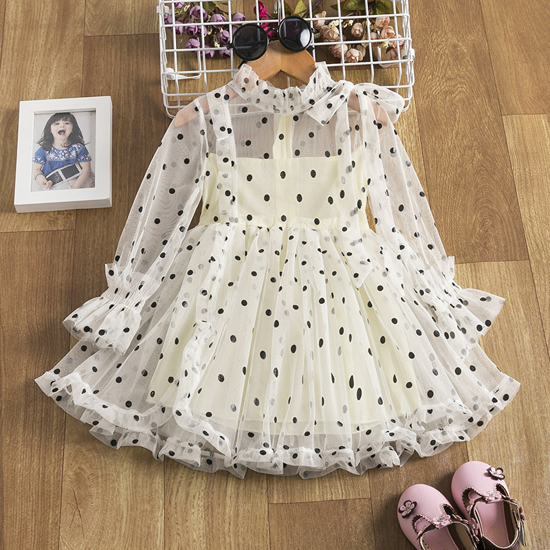 Girls Princess Dress With Wooden Ears And Polka Dot Bow