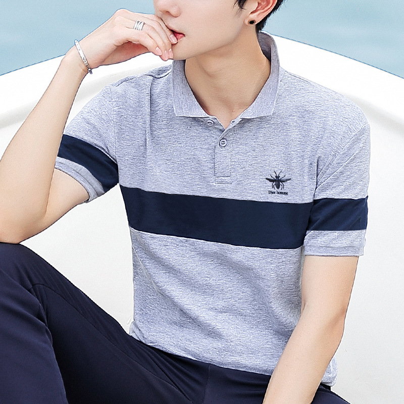 Short-Sleeved T-Shirt Fashion Men'S Men'S Polo Shirt Pure Cotton Trendy Brand Stall Lapel Compassionate Shirt Clothes Summer New Style