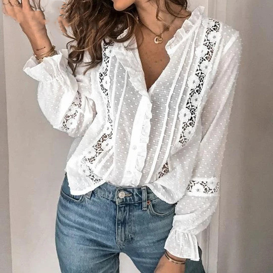 Long Sleeved Bottoming Single Breasted Cotton White Stand Collar Shirt Solid Color Shirt