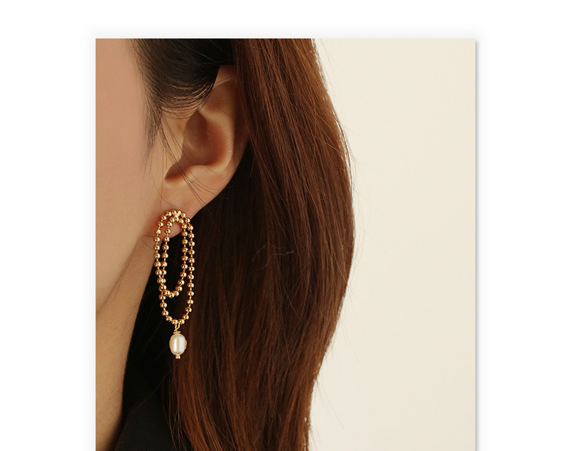 Brass With Platinum Plated  Natural Real Pearl Dongdaemun All-Match Fashion Style Gold Leaf Earrings Earrings Earrings Women