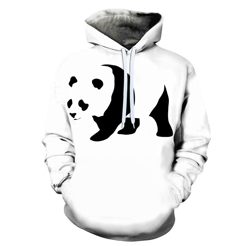 Panda Print Series Men'S Pullover Hooded Sweater European And American Casual Green Sportswear