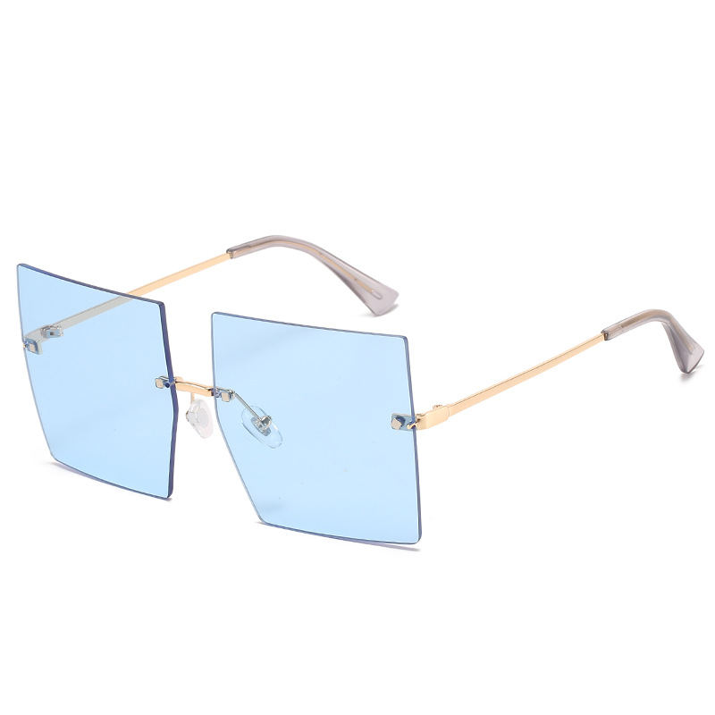 Square Frameless Metal Sunglasses Women’s European and American Hot Style Fashion Stars Same Sunglasses