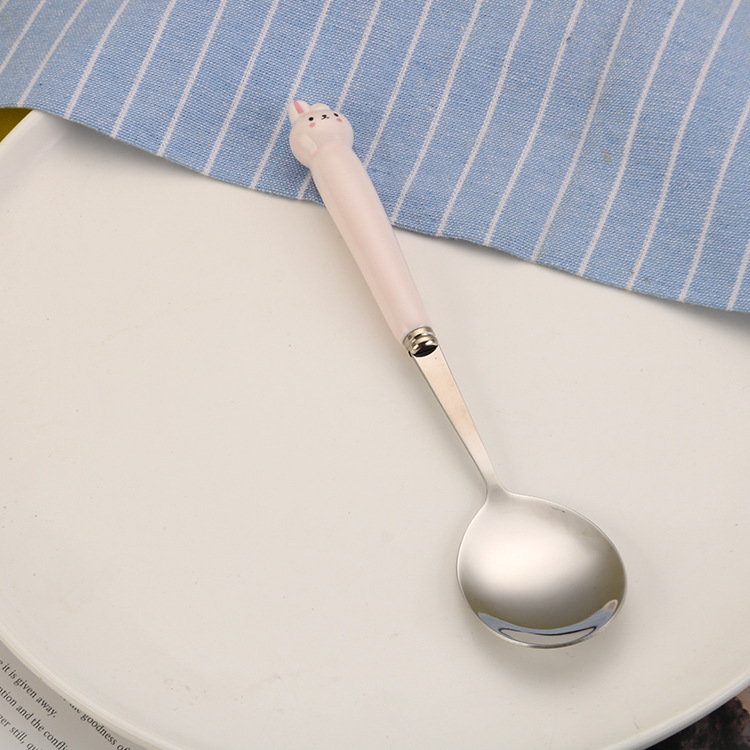 Portable Children'S Creative Cartoon Infant Food Supplement Feeding Stainless Steel Spoon Fork