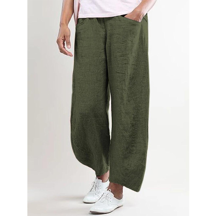 Title 2, Pantaloni casual trendy in cotone e lino a gamb...