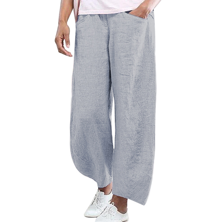 Title 4, Pantaloni casual trendy in cotone e lino a gamb...