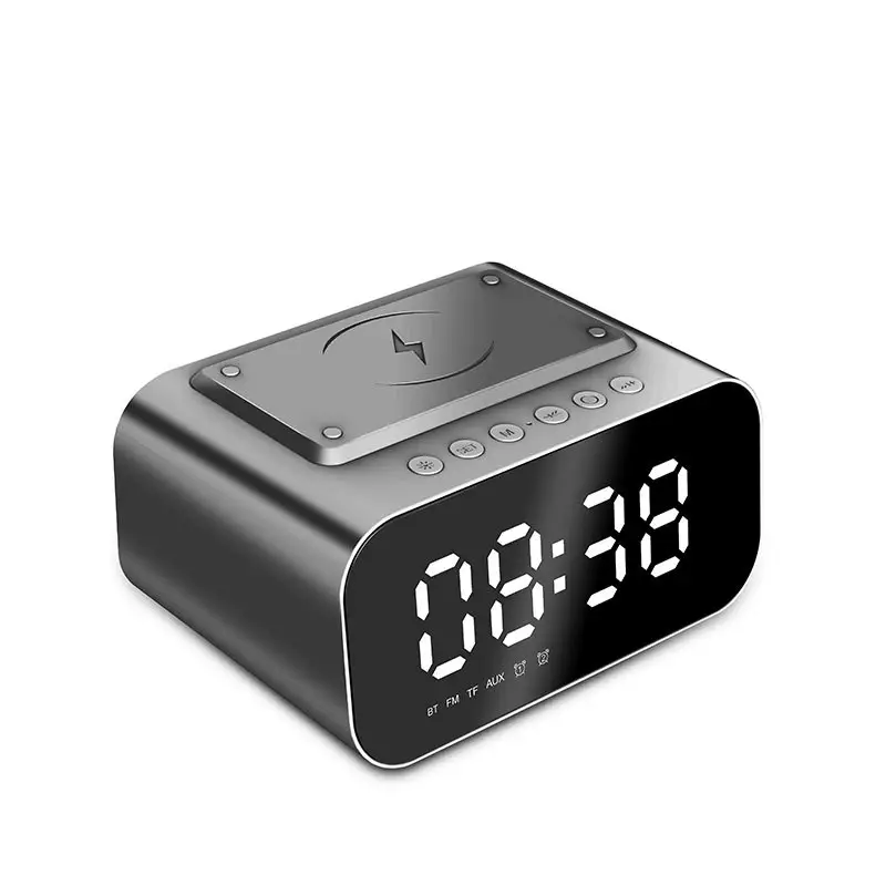Wireless Charging Bluetooth Speaker Clock Led Alarm