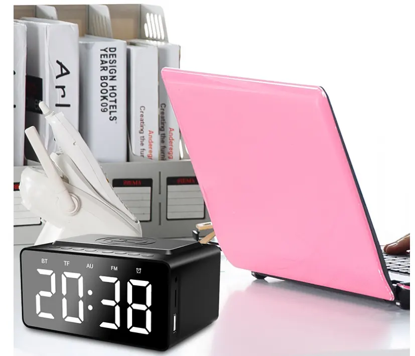Wireless Charging Bluetooth Speaker Clock Led Alarm