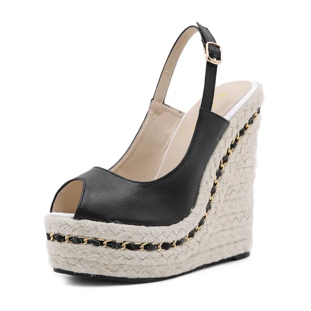 Chained Platform Sandals With Thick Soles Black - Shop at LoveMi