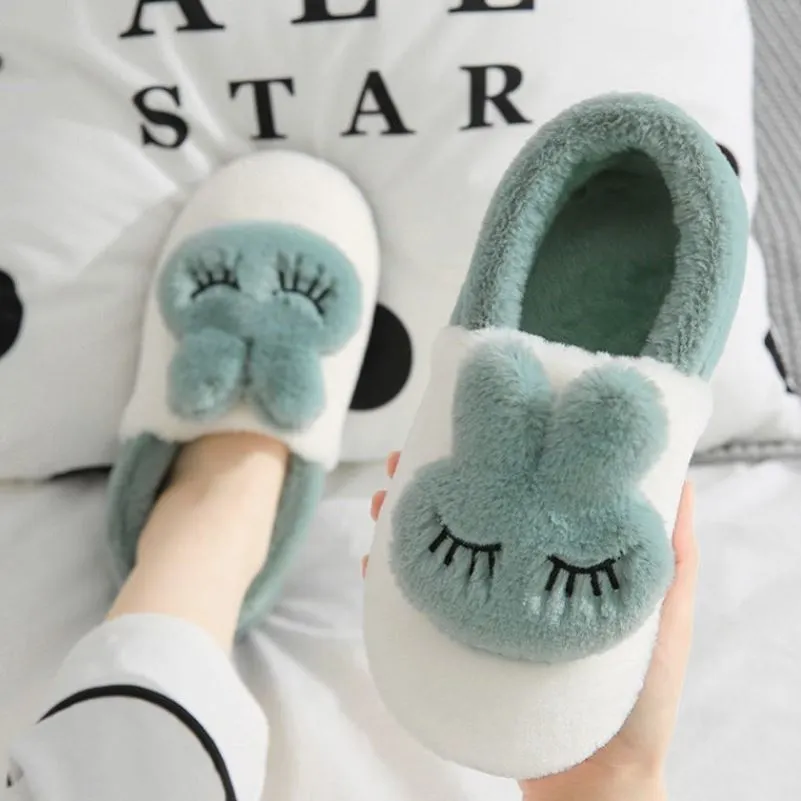 women Slides Cartoon Home Slippers Rabbit Slip - Green