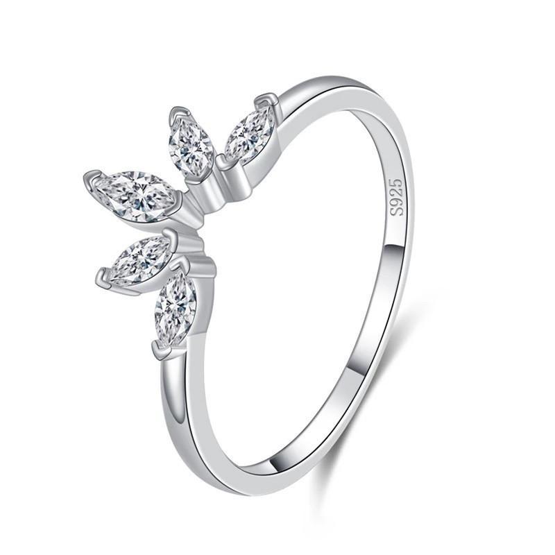 S925 Silver Crown Horse Eye Zircon Ring Sterling Silver Stacking Index Finger Ring Female