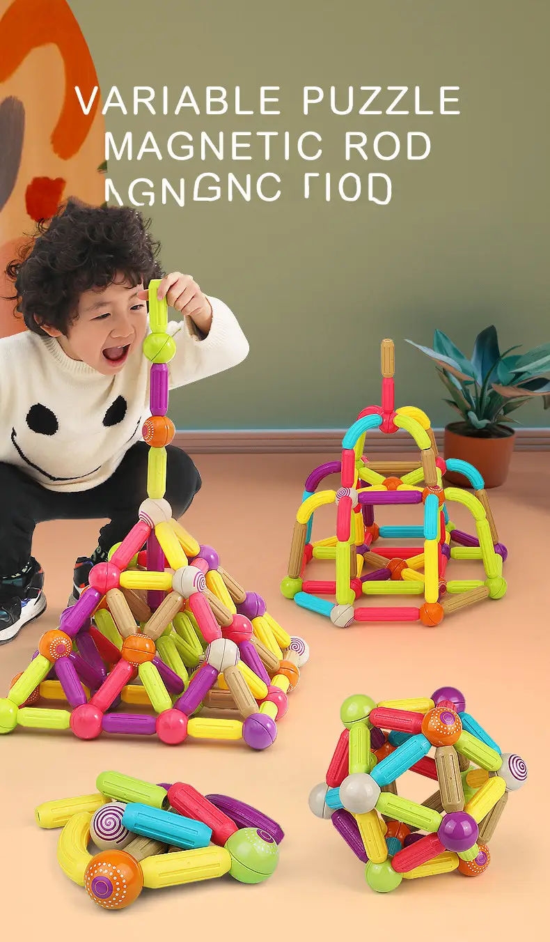 Magnetic Stick Children's Large-particle Building Blocks Assembling Puzzle