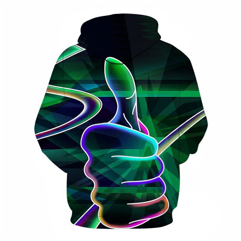 Foreign Trade New Amazon Aliexpress Hot Sale Thumbs 3D Digital Printing Loose Hoodie Sweater