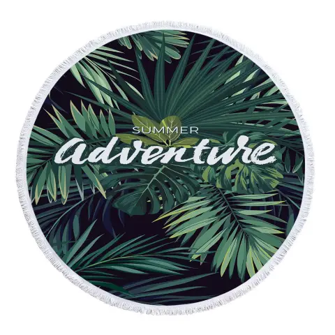 New Tropical Plant Round Beach Towel Microfiber with Fringe