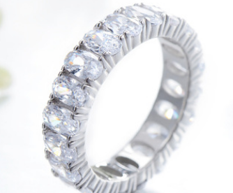 Sterling Silver Luxury Full Diamond Egg-Shaped Ring Female Fashion Luxury All-Match Closed Ring