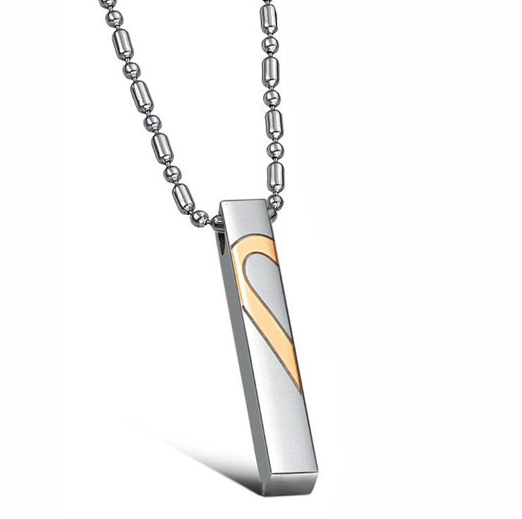 Heart-Shaped Puzzle Couple Titanium Steel Necklace