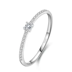 S925 Sterling Silver All-Match Simple Korean Trendy Micro-Inlaid Index Finger Ring Fashion Jewellery - Silver - View 1