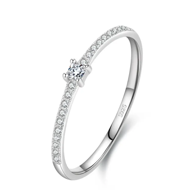 S925 Sterling Silver All Match Simple Korean Trendy Micro Inlaid Index Finger Ring Fashion Jewelry Silver - Shop at LoveMi