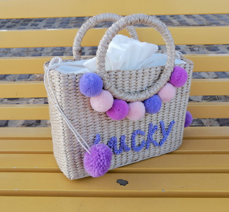 Thailand Straw Bag New Hydrangea Letter Embroidery Straw Handbag