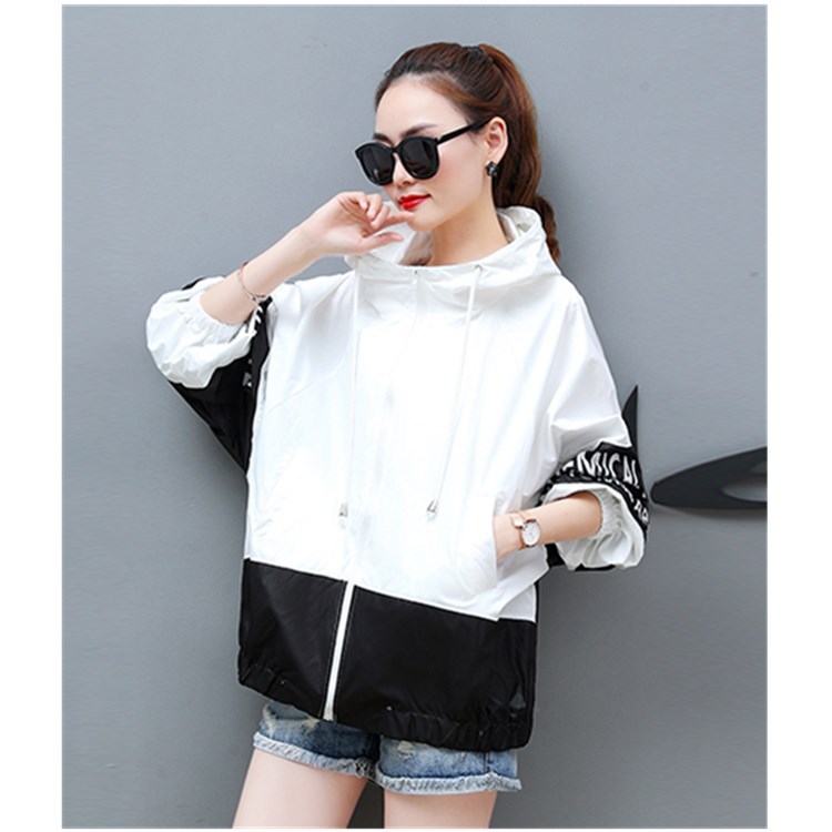 Bat Sleeve Hooded Printed Thin Beach Breathable Sunscreen Suit