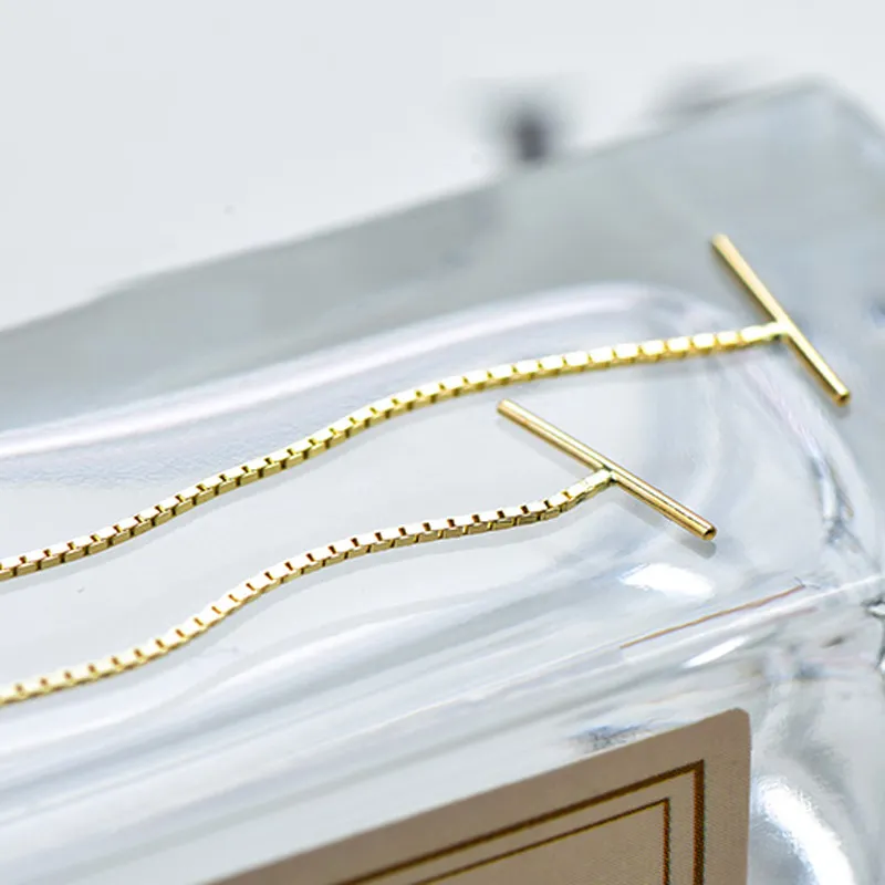 Long Box Chain With Smooth And Smooth Earrings - Gold