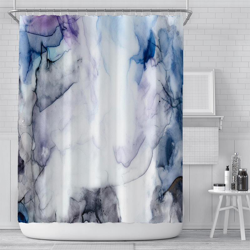 Cross-Border Watercolor Creative Digital Printing Shower Curtain Waterproof Polyester Bathroom Curtain Shower… - 8