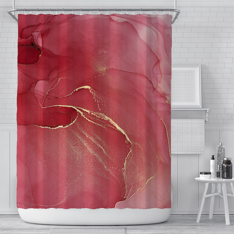 Cross-Border Watercolor Creative Digital Printing Shower Curtain Waterproof Polyester Bathroom Curtain Shower…