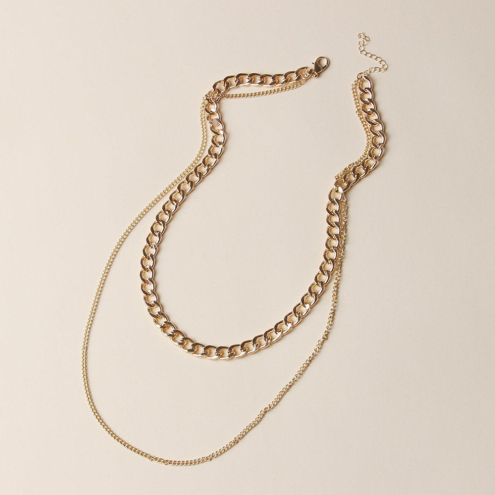 Fashionable Simple Metal Chain Multilayer Necklace